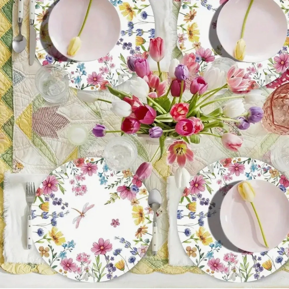 Set of 16 Wildflower Dragonfly Disposable Paper Placemats